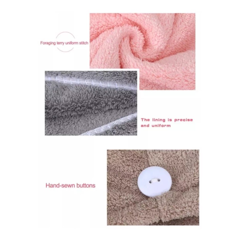 CL Toalla Cabello Absorbente Con Botón Para Sujetar Antifriz