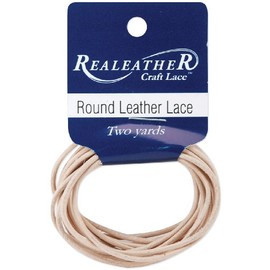 Silver Creek Round Leather Lace 2mm Carded 2 Yards-Natural