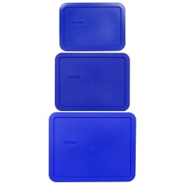 Pyrex 7212-PC 7211-PC 7210-PC Storage Lid Covers Cadet Blue 3PK for Glass Dish