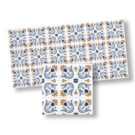 Melody Jane Dolls House Victorian Mosaic Floor Tile Sheet Blue Tan White Miniature Flooring