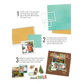 SIMPLE STORIES 2"X3", 3"X3", 3"X4", 4"X4" & 4"X6" Simple Pages Photo Mat Templates 5/Pkg