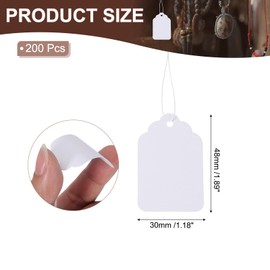 PATIKIL Price Tags with String Attached, 200 Pcs White Paper Writable Blank Gift Jewelry Tags Marking Hang Tags for Labeling Clothing Pricing Garage Yard Sale, 1.89 x 1.18 Inch