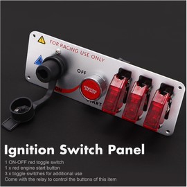 Ignition Switch Panel Kit, 12V Engine Start Push Button 5 in 1 Ignition Control Panel Carbon Fiber LED Ignition Toggle Switches for Race Car Sport Competitive