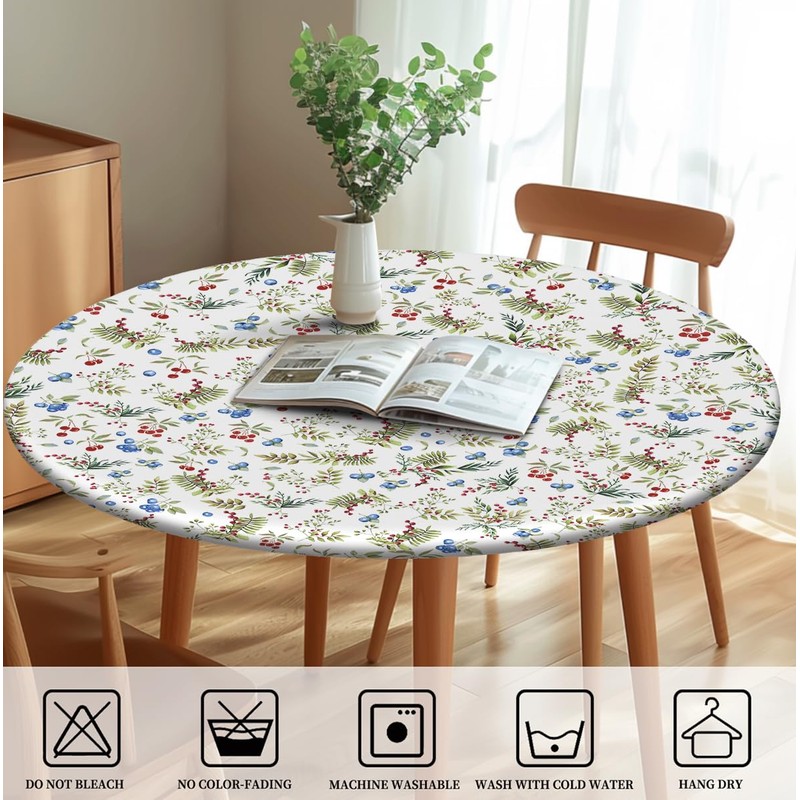 COTAIL - Mantel redondo con borde elástico, mantel impermeable de