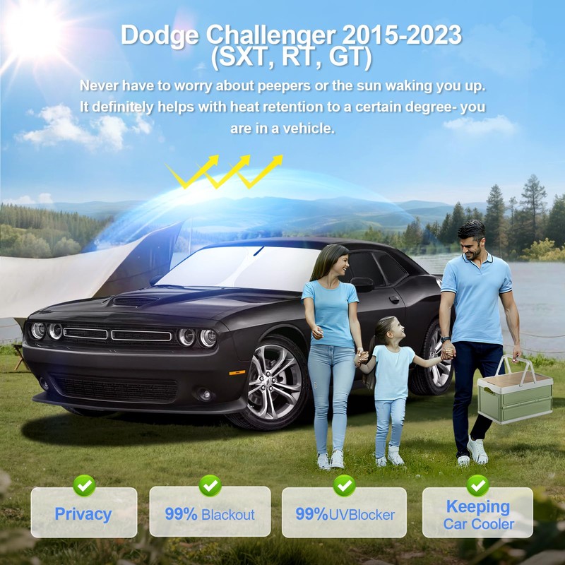 6pcs Car Window Shades for Dodge Challenger 2015-2023 (SXT, RT,