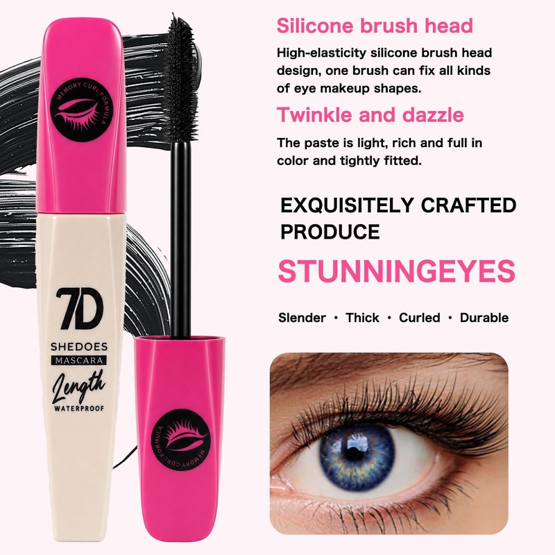 MOTIBACK 7D Black Mascara Waterproof Volumizing Lengthening Curling Eye Makeup