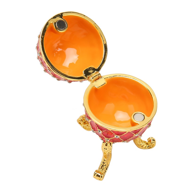 Egg Shaped Trinket Box Zinc Alloy Hinged Jewelry Ring Holder