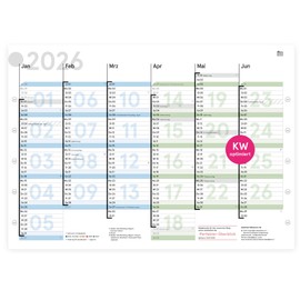 weekview Blackboard Calendar KW-Optimised DIN A4 "Colour", Board Planner with Holidays & Holidays, Annual Calendar, Wall Calendar, 12 Months with Clear Calendar Week (A4, 2026)