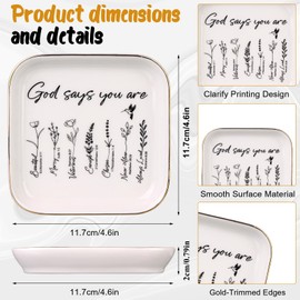 Haishell Christian Gifts for Women Religious Faith Jewelry Tray God Says You are Baptism Confirmation Communion Ring Trinket Dish for Adult Mother's Day Favors