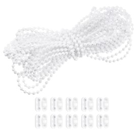 sourcing map 10 Meters (10.94 Yards) Roller Blind Bead Chain Cord Set POM Blinds Pull Bead Chain Accessories with 10Pcs Connectors Ball Beaded Chain Cord Holder Kit, White