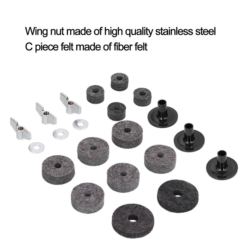 21Pcs Cymbal Felt Clutch Bracket Tube Drum Accessory with Stainless