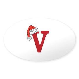 CafePress Letter V Christmas Monogram Sticker Oval Car Bumper Sticker