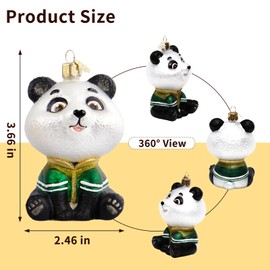 Glass Blown Ornaments, Panda Ornament Christmas Tree Ornament Panda Decor Christmas Ornaments Panda Lovers Gift Hanging Ornament for Xmas Holiday Party Home