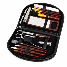 18 Piece Ladies Manicure & Makeup Set in Black Zipped Pouch – Complete Nail Care & Beauty Kit for Home & Travel – Multi Tool Grooming Set (black)
