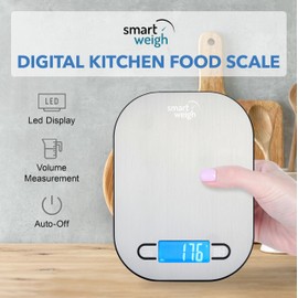 Smart Weigh - Báscula digital de alimentos gramos y onzas – Comentarios de pitido de sonido para la báscula de preparación de comidas para contar calorías necesidades de cocina, acero inoxidable