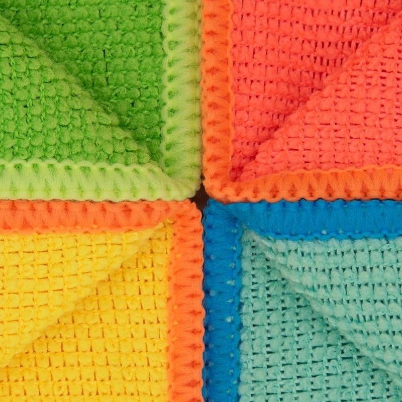 Spontex Microfibre x4, Orange, Yellow, Light Blue, Fuchsia