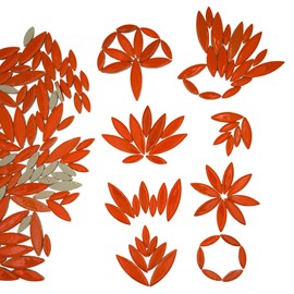 Yuvori 0.5 kg Ceramic Leaf Shape Mosaic Tiles Mixed Sizes DIY Decor for Bathroom Living Room Kitchen Garden (Orange Red)