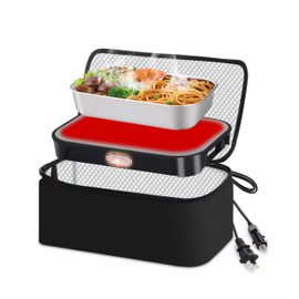 tuhood Portable Oven,4 in1 Portable Food Warmer,12/24/110/220V Heated Lunch Box Mini Microwave Food Warmer for Reheat or Cooking Food in Car Truck Work Office (Black)