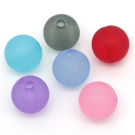 YC 200pcs 10mm Mixed Color Round Unpolished Frosted Acrylic Beads
