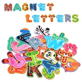 AUAUY Magnetic Letters, 26 Large Size Alphabet ABC Magnets for Refrigerator, Animal Pattern Fridge Magnets for Kids, Alphabet Educational Spelling Learning Toys for Children Toddler Preschool
