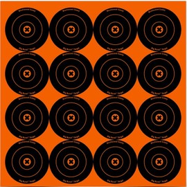 Birchwood Casey Big Burst Bull's Eye Always Flat Adhesive Back Shooting Training Reactive Targets | Pack of 3 Sheets | 3" Targets (16 Targets per Sheet)