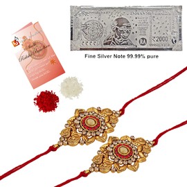 Lucky Jewellery 18 K Gold Plated ?with/Without 99.99 Silver Pure Chandi Two Thousand Rupee Note Rakhi Collection Rakshabandan Rakhee Bracelet for Bro/Brother/Bhaiya/Bhai/Bhabhi Rakshasutra, one_size