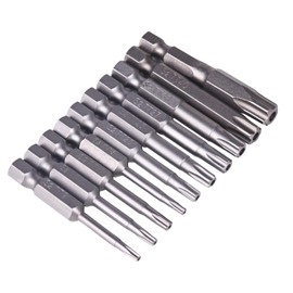 10 Pieces 50 mm Torx Bits Screwdriver Set Magnetic Star Head Screwdriver Set S2 Steel Hex Shank, Electric Screwdriver T8 - T45