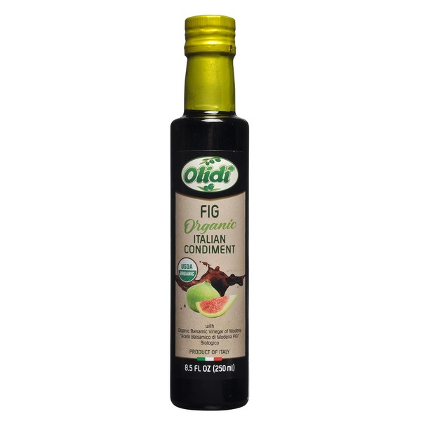 Olidi Fig Flavored Balsamic Vinegar of Modena 8.5 oz (Pack of 2) Perfect for Salad Dressing, Pasta Salad, Ice Cream and Cocktails