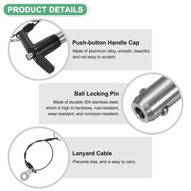 M METERXITY 2-Pack T Handle Lock Pins, 15/32"(12mm) Dia. 3-5/32"(80mm) Usage Length Push-Button Quick Release Locking Pins W Lanyard for Speaker/Aviation/Gym/Machine [304 Stainless Steel]