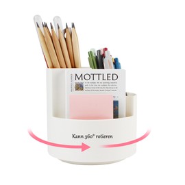 IOO6Z8SY Stair Shaped Rotating Pencil Holder - 3 Compartments - 360° Rotatable - Made of Durable PP Material, Ideal for Pens, Erasers, Notebooks and More - Perfect for Office, School and Home, Grey