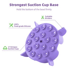 Jaoul Slow Feeder Insert Small Breed, Cuttable Slow Feeder Dog Bowls Insert with Octopus Suction Cups for Small Medium Breed Dog Bowls (Small, Purple)