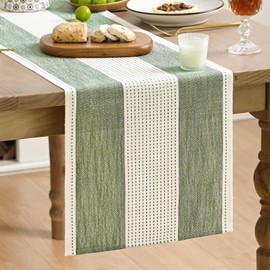 Artoid Mode - Camino de mesa rústico, color verde salvia, 13 x 90 pulgadas, tela de temporada, cocina, comedor, día festivo, boda, decoración de mesa para el hogar, fiesta en interiores