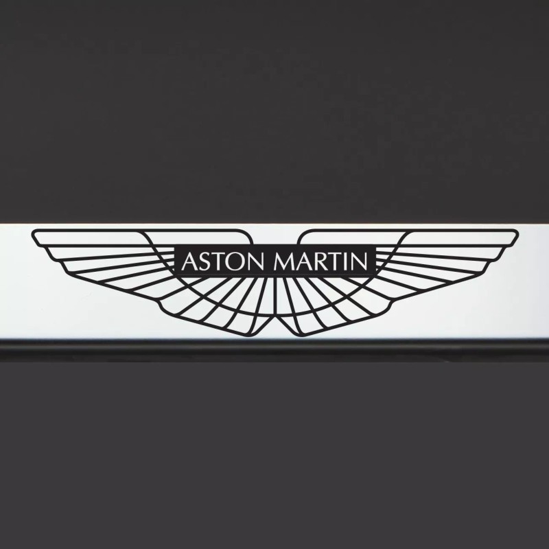 KA Chrome Aston Martin Logo Black Letter Laser Etched Engraved
