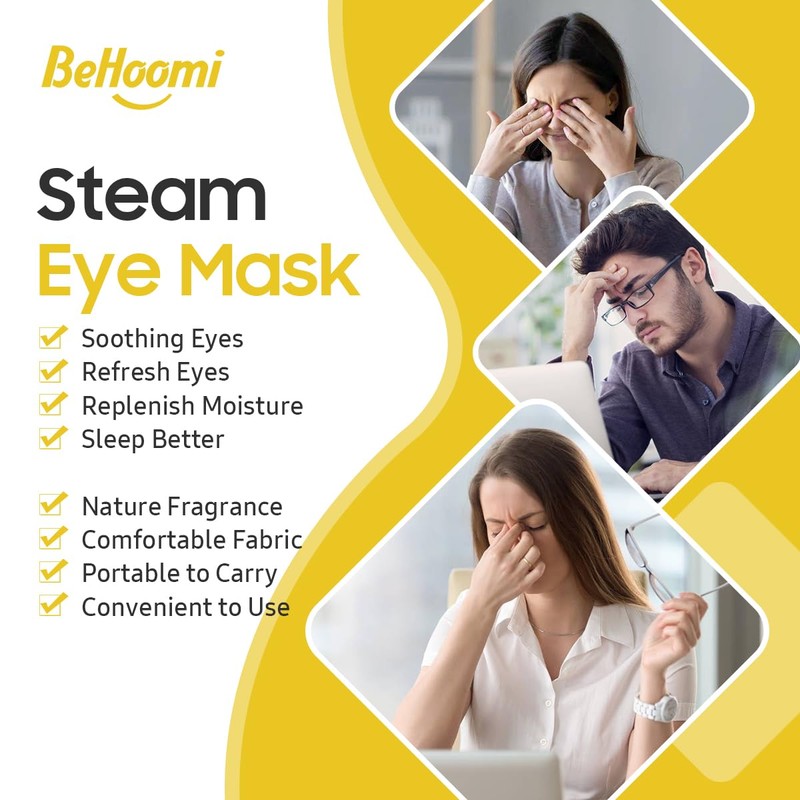 BeHoomi 30Packs Steam Eye Mask, Heated Eye Mask Warm Compress