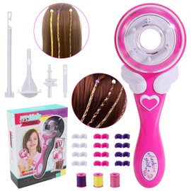 Automatic Hair Braider, Hair Bedazzler Kit, Pink Automatic Electric Hair Braiding Machine, Automatic Braiding Device, DIY Magic Hair Styling Tools for Girls, Gift Toy