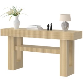 Bigbiglife 63" Fluted Console Table, Natural Oak