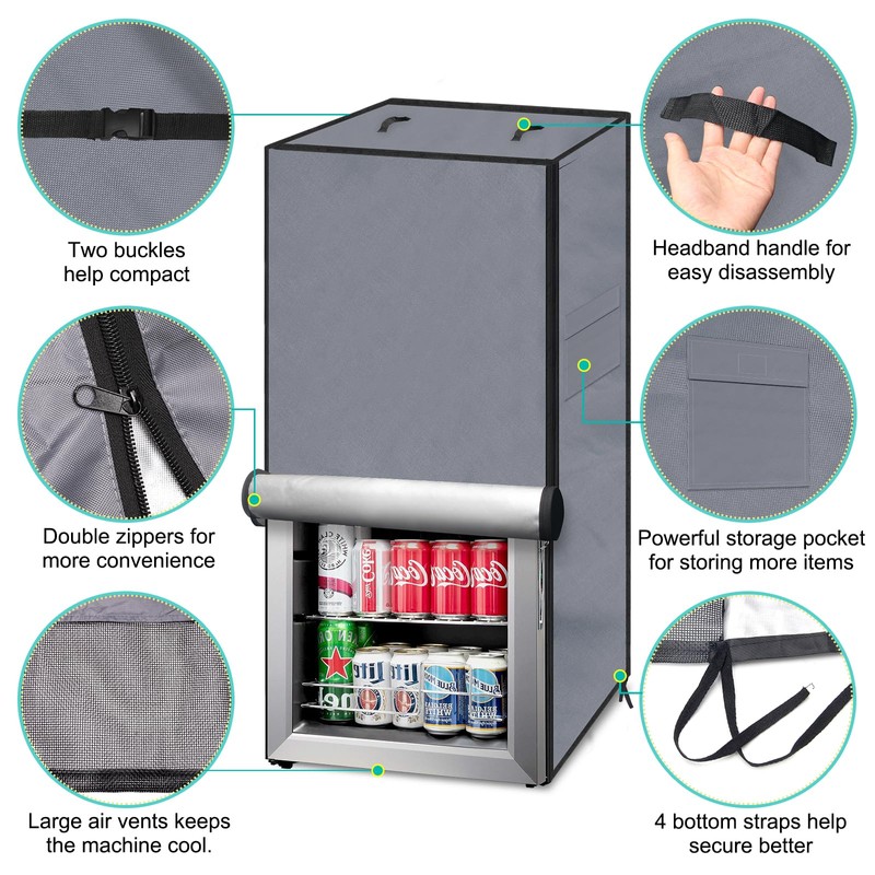 Coldairsoap Outdoor Refrigerator Cover Dustproof Freezer for Protecting Upright Freezers/Beverage