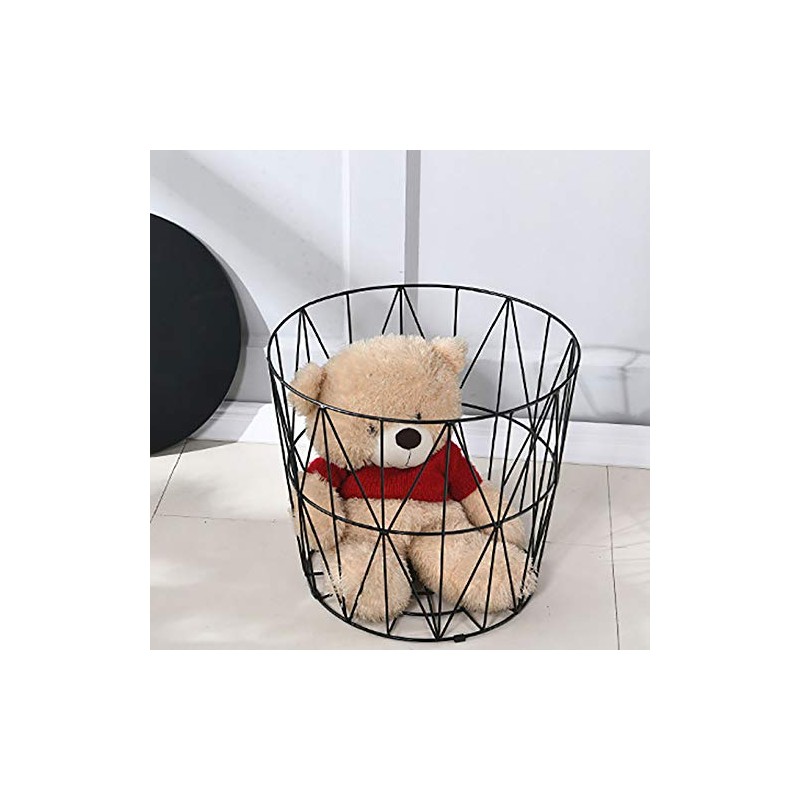 HOMION Modern Round Wire Metal Storage Basket Side Table Bedroom