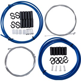 YBEKI Bike Brake Cable Housing and Bike Shifter Cable Kit - 2 in 1 Universal Bicycle Brake Cable Bicycle Shifter Cable Set for Mountain Bike Road Bike MTB (Blue)