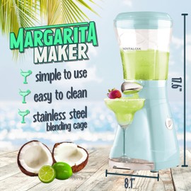Nostalgia Margarita Machine - Blender for Smoothies, Margaritas, Daiquiris, and Slushies - Aqua - 64-Ounce