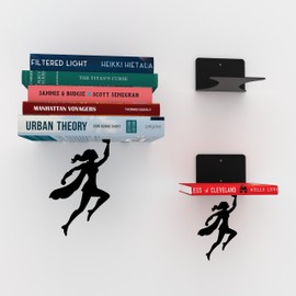 Artori Design Deko Schweberegal Aesthetic Buchstütze Wandregal - Wand Dekoration Buchständer Regal aus Metall für Mädchen und Frauen - Wanddeko Room Wall Decor Schwarzes Bücherregal