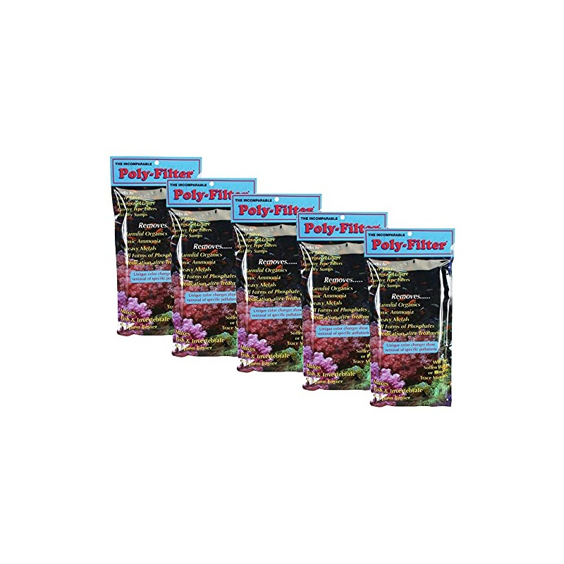 Poly-Bio-Marine Poly Filter Pad, 4" X 8", Five Pack