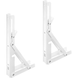 2 Pieces Heavy Duty Metal Folding Shelf Brackets – Triangular Right Angle Fixed Support for Home, Kitchen, Office, and Walls (White, 10 Inch)