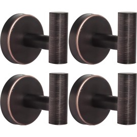 Kruodop Towel Hooks for Bathroom,4 Packs Wall Mount Towel Holder,Black Matte Wall Robe Hook,Stainless Steel Heavy Duty Door Hanger Towel Hook for Kitchen, Bedroom,Hotel,Pool,Coats - Red Bronze