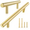 QogriSun 2-Pack Solid Brass T Bar Cabinet Handles, 5-Inch Hole