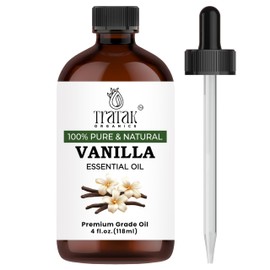 TRATAK ORGANICS Vanilla Essential Oil 4 FL OZ – 100% Pure Sweet Scent, Therapeutic Grade for Diffuser, Skin Care, Relaxing Aromatherapy, DIY Candles & Perfume, Premium Quality with Glass Dropper