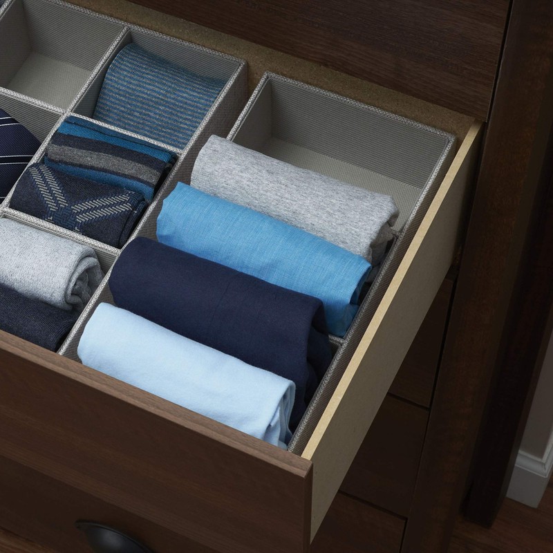 Household Essentials Grey 727-1 Deep 3 Section Drawer Organizer Box