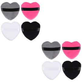 Healeved 2sets Elegant Heart Cotton Puff for Loose Powder for Natural and Even Application Makeup Tool 4pcs*2