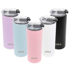 MIRA 20 oz Stainless Steel Vacuum Insulated Tumbler with Tritan Flip Lid - Double Walled Thermos Mug for Hot or Cold Drinks - Reusable Travel Cup - Taffy Pink
