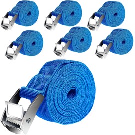 COOLKITALENT Correa de Amarre 2.5M, 6 Piezas Cinchas de Amarre Pequeñas Cincha Correa de Amarre 2.5cm x 2.5m Cinturón de Amarre con Hebilla Resistente a 250 kg (Azul)